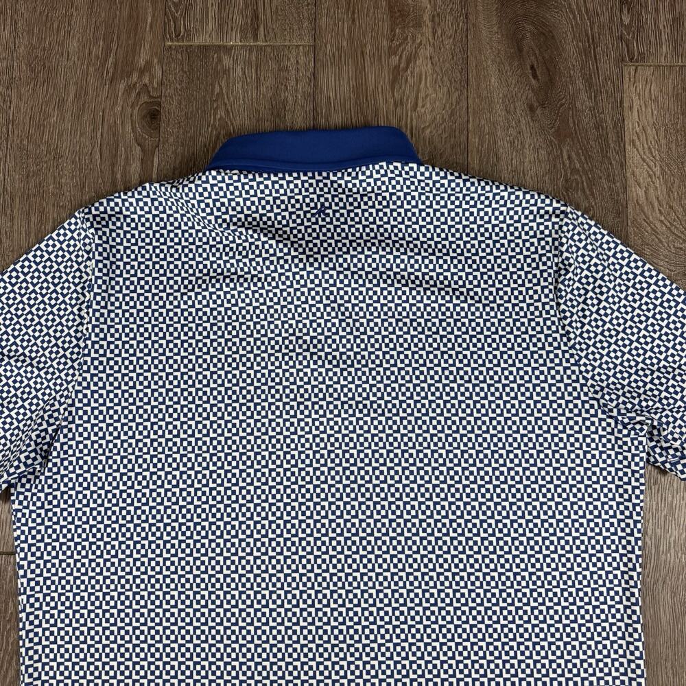 REDVANLY Polo Shirt Mens Large Blue Geometric Golf Performance Stretch Tech - Picture 10 of 12